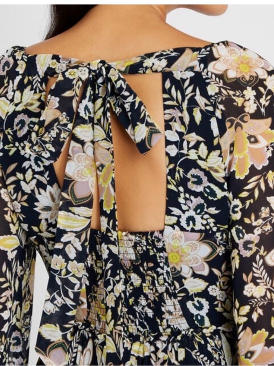 Club Monaco Dresses & Skirts - Club Monaco Navy Floral Midi Dress with Yellow and Cream Accents